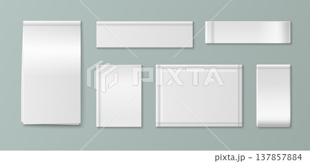 White fabric label mockup, realistic woven texture White fabric label mockup, realistic woven texture 137857884