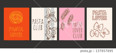 Pasta lovers club poster set, restaurant menu 137857895