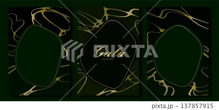 Luxury gala invitations set with gold pattern Luxury gala invitations set with gold pattern 137857915