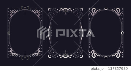 Black tarot cards set with celestial moon and sun 137857989