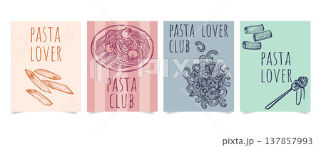 Pasta lovers club poster set, restaurant menu 137857993