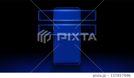 Modern smartphone, glass morphism message bubbles Modern smartphone, glass morphism message bubbles 137857996