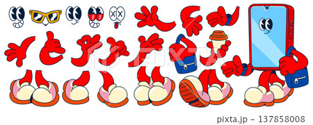 Cartoon smartphone character constructor set Cartoon smartphone character constructor set 137858008