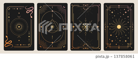 Magic tarot cards set with celestial moon and sun 137858061
