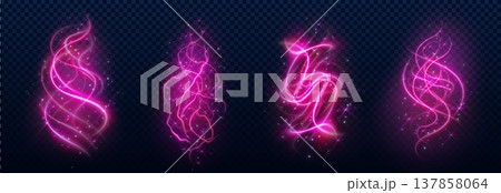 Magic smoke spell swirls, glowing light effects 137858064