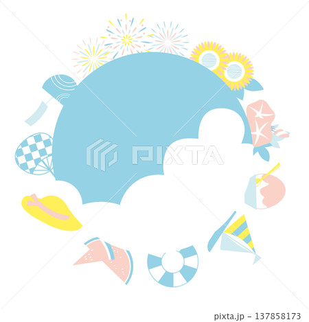 夏のモチーフを使ったフレームイラスト素材 137858173