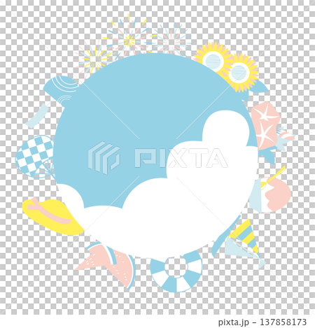 夏のモチーフを使ったフレームイラスト素材 137858173