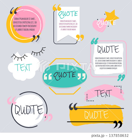 Quote blank template. Design elements, circle business card, paper sheet, information, text  for your design. 137858632