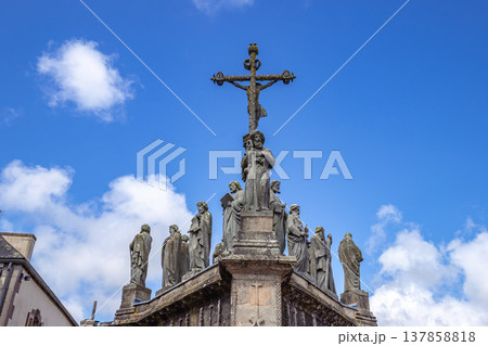 Parish close church of Confort Meilars, finistere, brittany, france 137858818