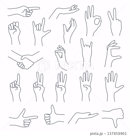 Hands in various gestures. Flat design modern vector illustration concept. 137858901