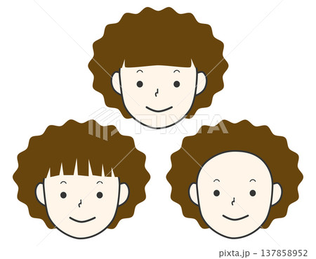 シンプルなパーマヘアーの女の子のセット 茶髪 シンプルなパーマヘアーの女の子のセット 茶髪 137858952