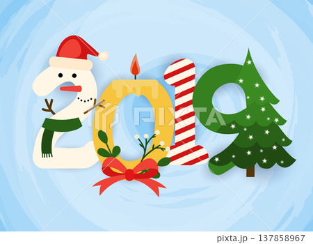 2019 Greeting Card. Flat design modern vector illustration concept. 2019 Greeting Card. Flat design modern vector illustration concept. 137858967