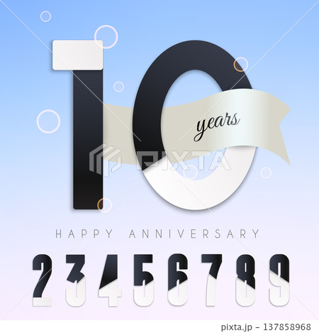 10 years anniversary emblem. Set of numbers. 10 years anniversary emblem. Set of numbers. 137858968