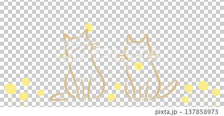 A cute hand-drawn illustration of friendly cats and flowers on a spring day. A cute hand-drawn illustration of friendly cats and flowers on a spring day. 137858973