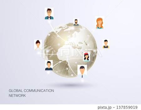 Social Network Vector Concept. Flat Design Illustration for Web Sites Infographic. Communication Systems and Technologies. 137859019