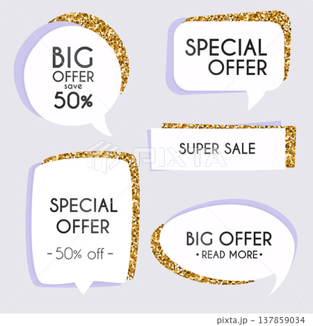 Collection of golden premium promo seals/stickers. Isolated vector illustration. Collection of golden premium promo seals/stickers. Isolated vector illustration. 137859034