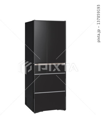 View of Modern Stainless Steel Refrigerator. Fridge Freezer Isolated on a White Background.  137859193