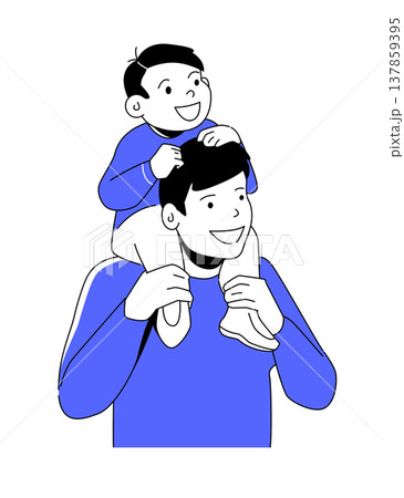 Shoulder Ride Joy - Colorful Flat Design Illustration 137859395