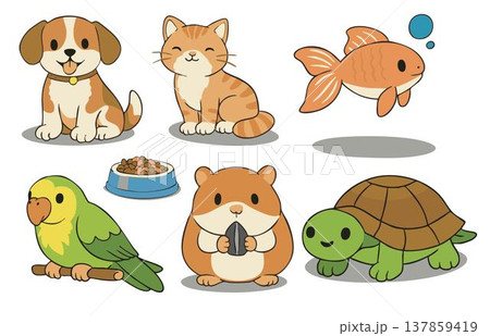 Cute pets set illustration, colorful collection of domestic animals 137859419
