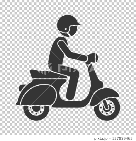 騎滑板車的人的剪影圖標 137859463