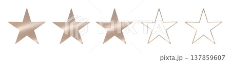 Five-star rating scale with three filled metallic stars followed by two outlined stars. Clear 137859607