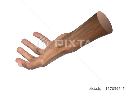 Open palm hand reaches forward in a holding gesture isolated on white background. Fingers form empty Open palm hand reaches forward in a holding gesture isolated on white background. Fingers form empty 137859645