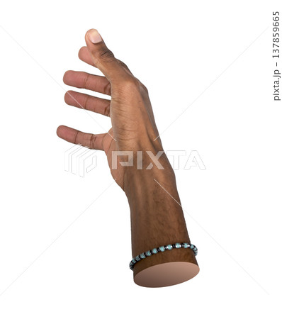 Outstretched hand reaches forward with open fingers in a grabbing gesture. African American male arm 137859665