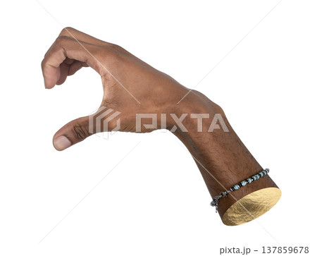 Right hand forms a half heart gesture with curled fingers in closeup. African American male hand Right hand forms a half heart gesture with curled fingers in closeup. African American male hand 137859678