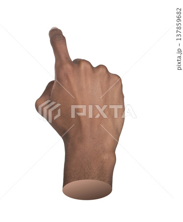 Right hand reaches forward with index finger extended as if clicking an invisible button. African Right hand reaches forward with index finger extended as if clicking an invisible button. African 137859682