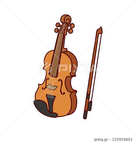 ヴァイオリンのかわいいイラストアイコン素材｜幼稚園・保育園・学校・キッズ 137859801