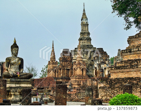 Wat Mahathat is a Buddhist temple complex in Sukhothai Historical Park, Sukhothai in the Northern Region of Thailand 137859873