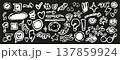Retro Scrapbook Doodle Collection. Vintage Hand Drawn Scribble with Lightning, Stars, Arrows. Bold Punk Rock Crayon Marks, Highlight Elements. Scrapbook shapes for notes, journal. 137859924