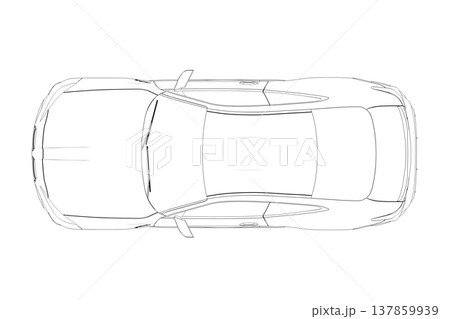 car outline drawing, sketch, contour image 137859939