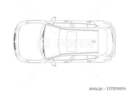 car outline drawing, sketch, contour image 137859954
