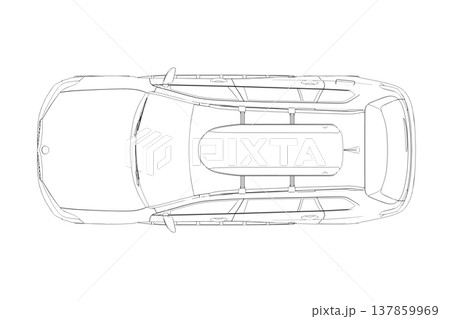 car outline drawing, sketch, contour image 137859969