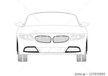 car outline drawing, sketch, contour image 137859985