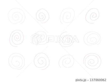 ピンク系の手描きのゆるい渦巻き模様の背景セット 137860062