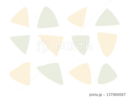 黄色と緑の三角形のゆるい手描きシェイプセット 137860067
