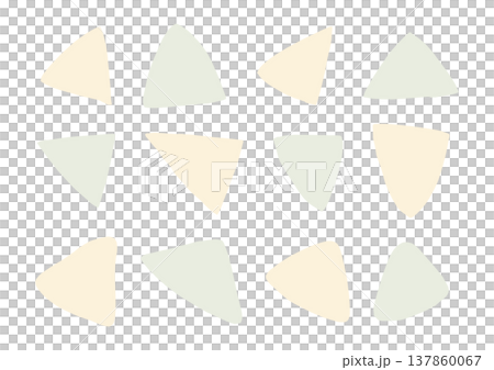 黄色と緑の三角形のゆるい手描きシェイプセット 137860067