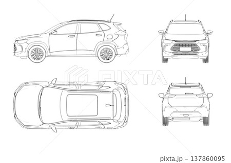 car outline drawing, sketch, contour image 137860095