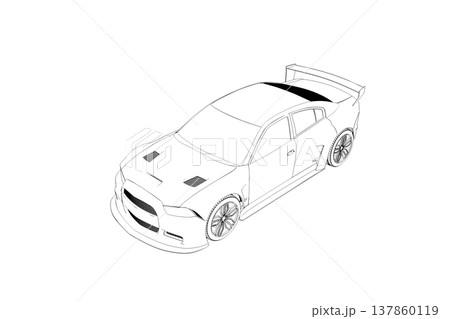 car outline drawing, sketch, contour image 137860119