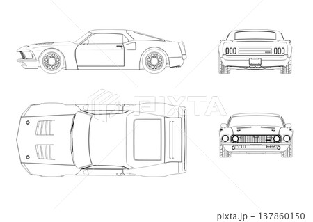 car outline drawing, sketch, contour image car outline drawing, sketch, contour image 137860150