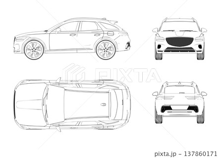 car outline drawing, sketch, contour image car outline drawing, sketch, contour image 137860171