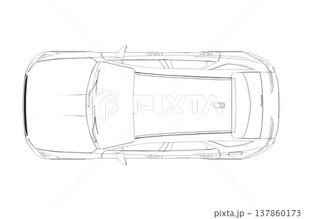 car outline drawing, sketch, contour image 137860173