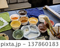 Art Supplies on a Table in Porto Portugal Ready for Use to paint ceramic tiles 137860183