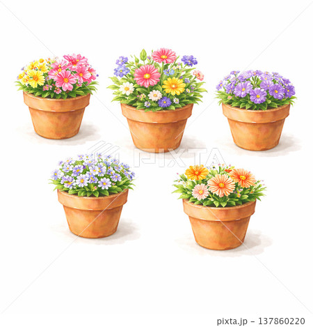 植木鉢シリーズ:花いっぱいのミニマル背景 植木鉢シリーズ:花いっぱいのミニマル背景 137860220