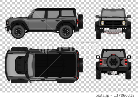 car isolated on transparent background, 3d illustration, cg render 137860318