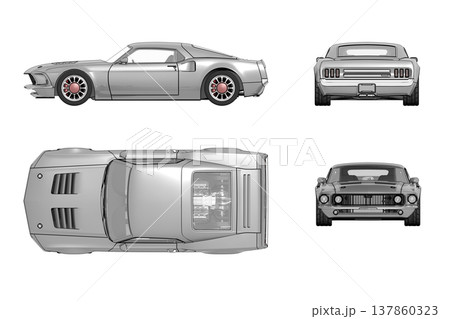 car isolated on transparent background, 3d illustration, cg render 137860323