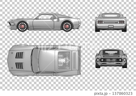 car isolated on transparent background, 3d illustration, cg render 137860323