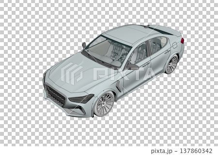 car isolated on transparent background, 3d illustration, cg render 137860342